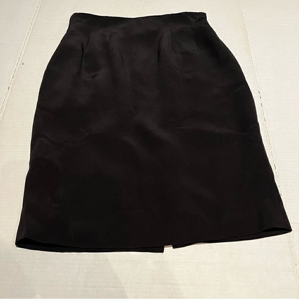Vintage Black Silk Skirt Midi Size 6